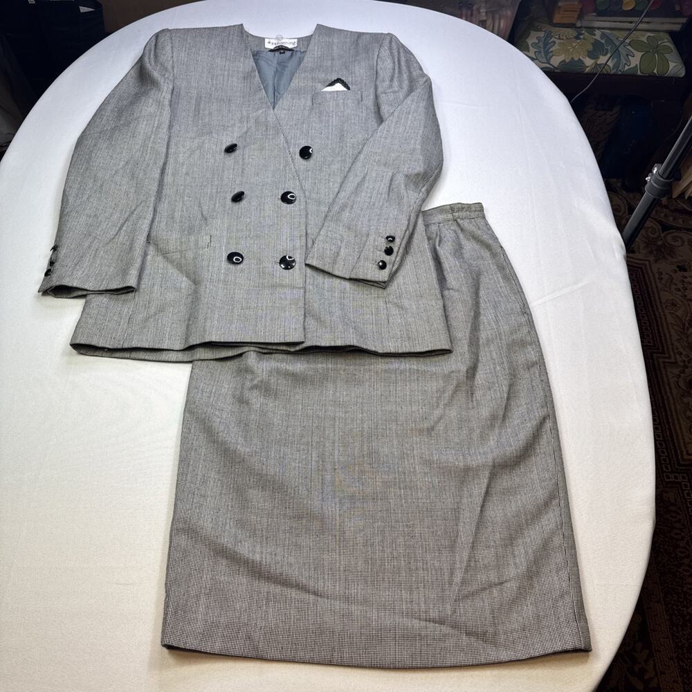 Vintage John Meyer of Norwich Glen Plaid Skirt Suit-1990s Power Suit Sz 12 #0147